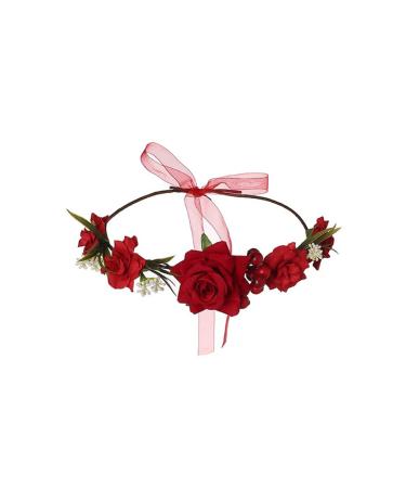Colorful Velvet Rose Wreath Bride Bridesmaid Holiday Headwear HH72-1 red HH72-1 red Hh72-1 Red