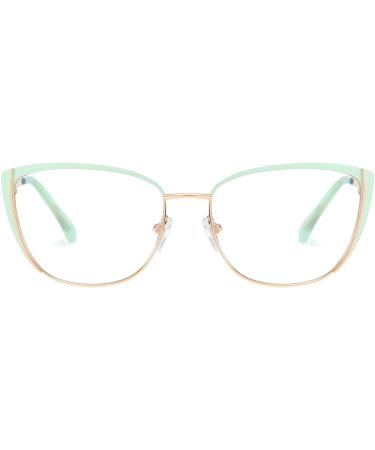 Kachawoo Blue Light Blocking Glasses for Women - Retro Cat Eye Metal Frame in Green Gold - Anti Blue Light Computer Eyewear - Buy Online on GoSupps.com
