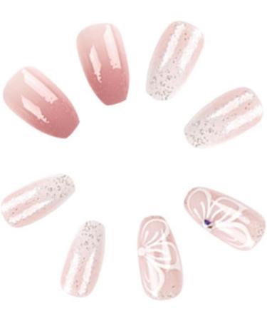 Runioney Glitter Nails with Pink Gradient Gradual Change Butterfly Rhinestones Portable Press On Nails Full Nail Tips Made of ABS - Buy Online on GoSupps.com