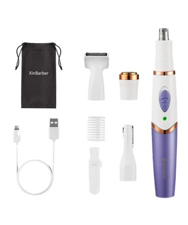 4in1 Lady Shaver for Women XinBarber Cordless Electric Painless and Portable Wet & Dry Hair Removal for Legs Armpits Eyebrow Lip Face Nose and Bikini Line Razor