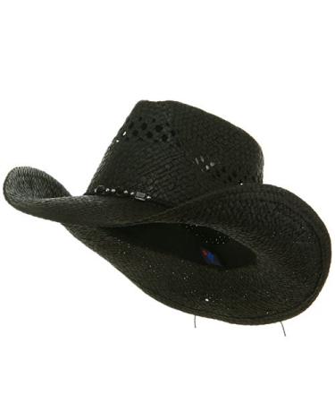 MG Womens Straw Outback Toyo Cowboy Hat Black