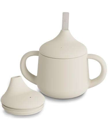Moonkie Silicone Baby Sippy Cups for Infants Toddlers and Kid | 3 Stages Training Cup Straw Cup Baby Water Bottle 4 oz(Ivory) Off-white