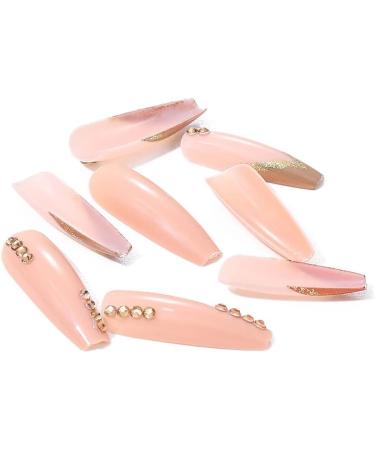 Coffin False Nails Press on Nails French Long Fake Nails Ballerina Acrylic Stick on Nails 24pcs for Women and Girls (Color : Pink Size : J) - Buy Online on GoSupps.com