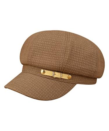 Women Newsboy Caps Warm Visor Beret Hat Cozy Trendy Vintage Cabbie Hat for Ladies Girls Coffee-b