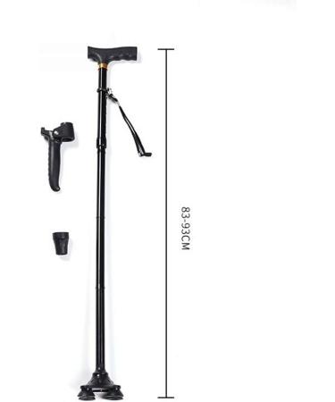 Walking Stick Adjustable Crutch Lightweight Aluminum Cane with Five-Section Telescopic with Handrails Cane for Daily Living Aid (Black) (Without LED Light) - Buy Online on GoSupps.com