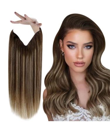 Vivien Extensions real hair wire balayage real hair wire extensions brown wire real hair extensions chocolate brown mixed caramel blond #4/27/4 35cm 35cm 3-1 wire #4/27/4