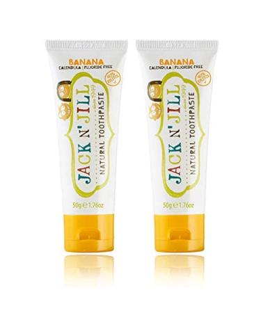Jack N' Jill Kids Natural Toothpaste - Kids Toothpaste Fluoride Free, Organic Flavors, BPA Free SLS Free, Makes Tooth Brushing Fun for Kids - Banana, 1.76 oz (Pack of 2) Banana 2 Pack - Buy Online on GoSupps.com