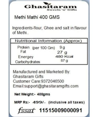Ghasitaram Gifts Methi Mathi 400 GMS |Diwali Holi Rakhi Valentine Christmas Birthday Anniversary Gift for Her Him Mothers Day Fathers Day| - Buy Online on GoSupps.com