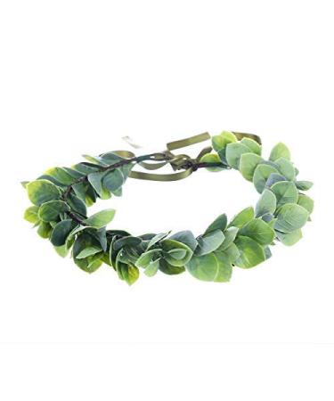 Elegant Green Leaf Eucalyptus Flower Wreath - Women's Hair Band & Headdress for Weddings & Parties - Buy Online on GoSupps.com