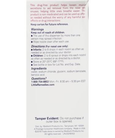 Little Remedies Noses Saline Spray Drops 1 Fl Oz (Pack of 2) - Buy Online on GoSupps.com