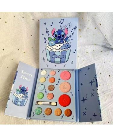 Eyeshadow Palette 15 Eyeshadows plus Blush and Highlighter Blue with Glitter Shades