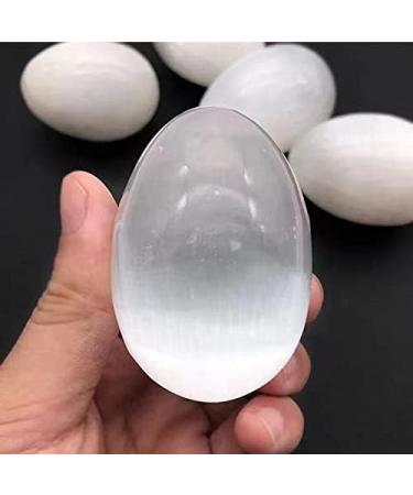 Natural Quartz Palm Stone Hand Crafts White Selenite Egg Crystal 1pc Chakra Reiki Balancing - Buy Online on GoSupps.com