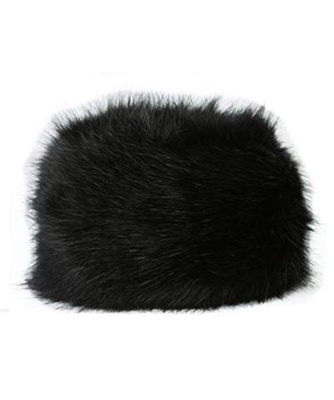 Lucky Leaf Women Men Winter Fur Cossack Cap Thick Russian Hat Warm Soft Earmuff H01-black