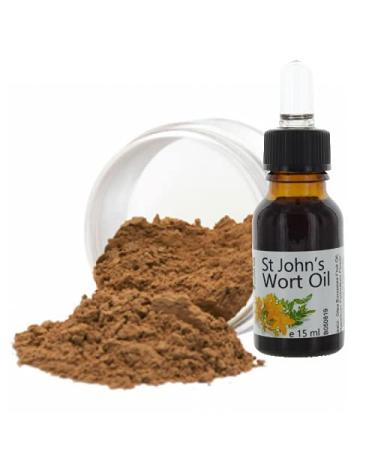 Veana Mineral Make Up Foundation 9g + Premium St Johns Woord olie 15 ml Nuance Dark Beige