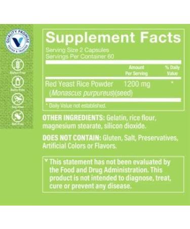 Vitamin Shoppe Red Yeast Rice 120 Capsules - 1200 MG | Cholesterol Support - Buy Online on GoSupps.com