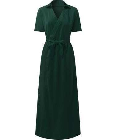 Shop Haiorziyou Women's Summer Maxi Dress - Army Green V-Neck Long Sleeve Cocktail Dress with Ruffles | Perfect for Parties & Special Occasions - Buy Online on GoSupps.com