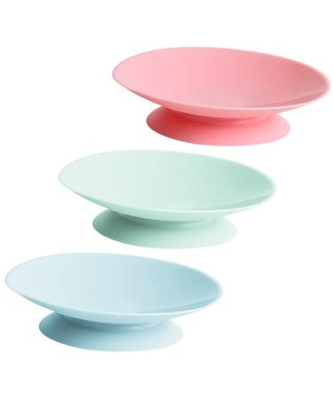 KALLORY 3pcs Kids Bowl Suction Pad Suction Cup Stickers Silica Gel Tricolor