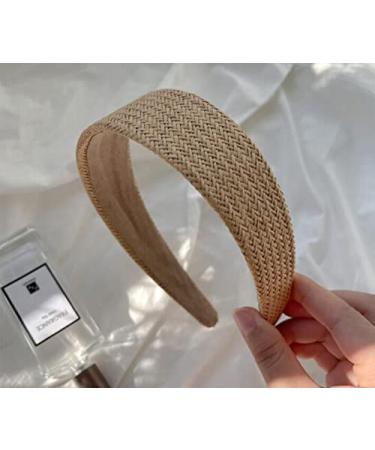 Brown Woven Straw Headband for Women - Wide Braid Boho Hairband for Beach Holiday - Buy Online on GoSupps.com