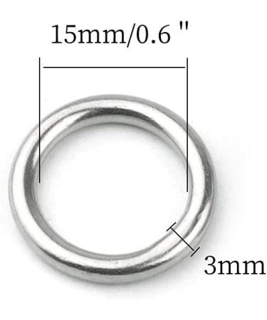 Hamineler 30 PCS Smoothing Welded 304 Stainless Steel O-Ring Welded Round Rings for Camping Belt  Dog Leashes  Luggage Accessories (3mm15mm ID) - Buy Online on GoSupps.com