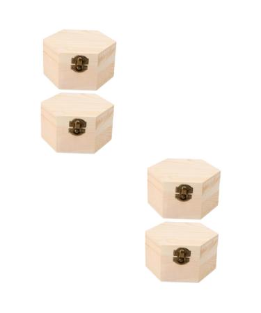 FRCOLOR 4 Pcs Wood Wrapping Boxes Soap Flower Case Jewelry Kit Wrapping Boxes for Craft Case Ladybug Treasure Chest Jewelry Boxes for Ordinary Set Bamboo 11*13cmx2pcs As Shownx2pcs