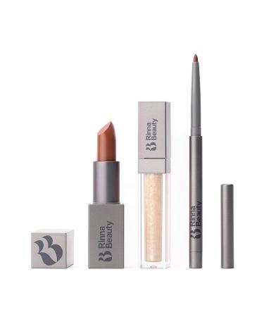 Rinna Beauty Icon Lip Kit - Showstopper- All-in-one Lip Kit Includes Lipstick  Lip Gloss  Lip Liner - COOL BROWN look - Vegan  Long-lasting  Anti-aging & Moisturizing  Cruelty-Free - 1 each