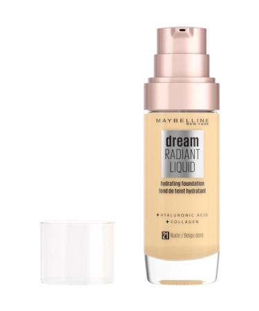 Maybelline New York Base de Maquillaje con S rum Hidratante Dream Satin Liquid Tono 021 Nude 30 ml (Lot de 1) 21 - Nude