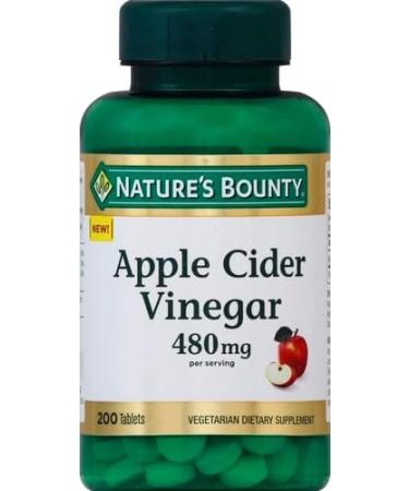 Buy Nature's Bounty Apple Cider Vinegar 480mg Pills - Vegetarian Plant-Based Supplement (200 Tablets Pack of 2) - Fast International Shipping - Buy Online on GoSupps.com