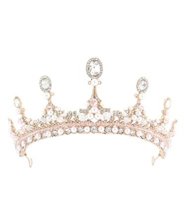 Pink Tiara - Peach Princess Crown - Vintage Rhinestone Tiaras for Women  Girls  Prom Queen  Birthday  Pageant  Quinceanera  Renaissance Costume (Gold)