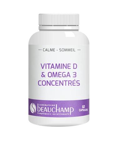 Laboratoire Beauchamp - Vitamin D3 & Omega 3 Concentrated Dietary Supplement - Immune Defenses - Good brain function - 60 capsules - Developed in France
