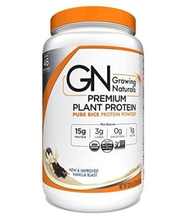 Growing Naturals | Vanilla Rice Powder 15g Plant Protein | 2.8G BCAA, Low-Carb, Low-Sugar, Non-GMO, Vegan, Gluten-Free, Keto & Food Allergy Friendly | Vanilla Blast (32.8 Ounce (Pack of 1)) 2 Pound (Pack of 1) - Buy Online on GoSupps.com
