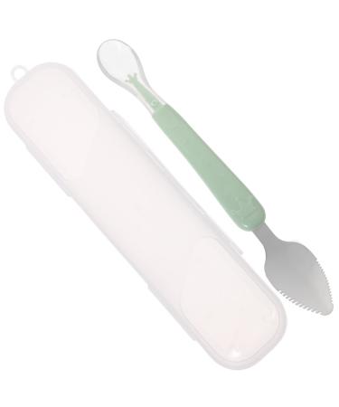 NUOBESTY Double Head Baby Silicone Food Spoon Portable Mud Scraping Scraper Fruits Food Scraping Spoon for Babies Infant Children Green