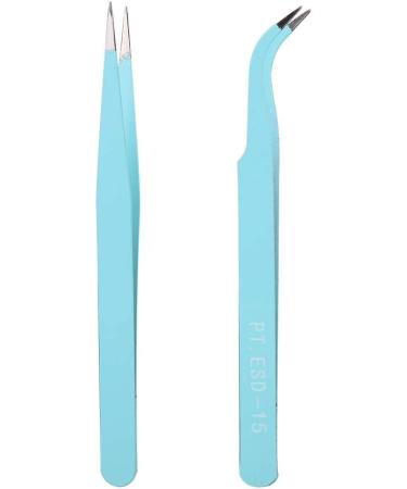 2-Piece Stainless Steel Tweezers Nail Tweezers Designs with Straight Head and Antistatic Straight Tweezers Curved for Beauty for Nails Manicure Tweezers Bend 02  - Buy Online on GoSupps.com