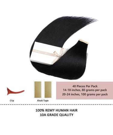Hotlulana 20 Real Hair Tape Extensions - Deep Black 100% Natural 40pcs Skin Weft - Buy Online on GoSupps.com
