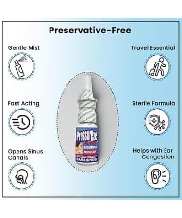 Pressureze Xtra - Natural- Preservative Free - Sterile Nasal Spray - for Severe Sinus Congestion Relief - Opens Blocked Ear Canals, Snoring - 245 Sprays, 34 ml (Pack of 1) 1.1 Fl Oz ( Pack of 1) - Buy Online on GoSupps.com