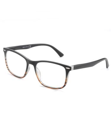 ZENOTTIC Anti-Blue Light Reading Glasses Rectangular Men with Glasses Case for PC TV Gaming UV 400 Protection Brown/Gray 1.0 x