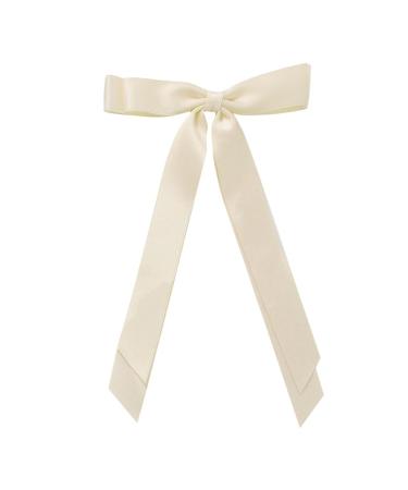 PLCPDM Sweet Long Bow Hair Clip Bow Elegant 2000s-style Bow Bunches Accessories Sweet Balletcore Milky white