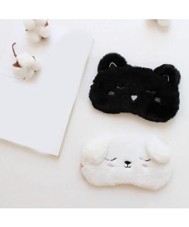 2pcs Cute Black Cat Sleeping Masks for Kids, Girls, and Women | Soft Plush Eye Mask Blindfold Cover | Ideal Eyeshade for Teens Girls - Buy Online on GoSupps.com