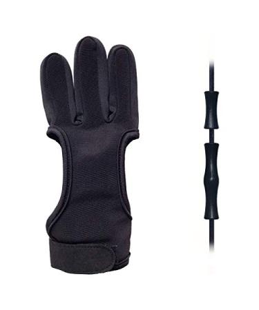 EAmber Archery Shooting Gloves,Three Finger Durable Cow Leather Protective Archery Gloves for Recurve Bows Hunting Finger (M 8cm)
