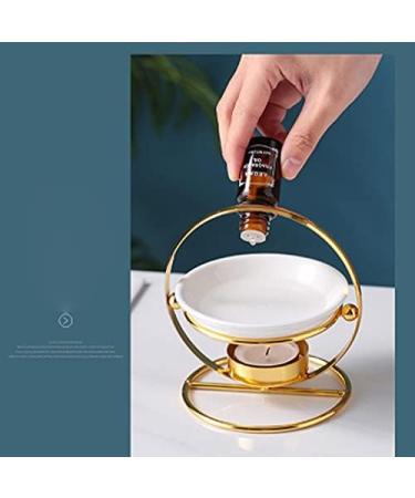 Ikaar Ceramic Flower Pattern Tealight Fragrance Lamp - Aroma Diffuser & Essential Oil Holder in Gold | International Shipping Available - Buy Online on GoSupps.com