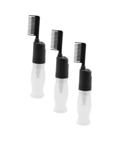Lot de 3 Flacons Applicateurs Peigne Racines 100ml Bouteilles Distributeur D'huile Capillaire Noir pour Salon de Coiffure Usage Professionnel Cuir Chevelu D montable
