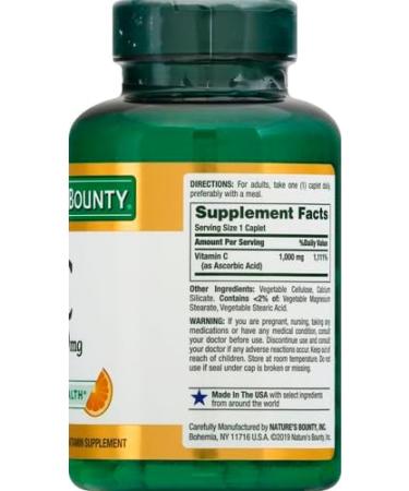 Nature's Bounty Vitamin C 1000mg Immune Support Supplement Powerful Antioxidant 2 Pack 100 Caplets - Buy Online on GoSupps.com