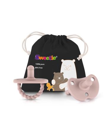Sweetie Baby Schnuller The ultimate solution for simple breathing and playful comfort sensory design and triple air flow holes 2 Set (light pink) light pink