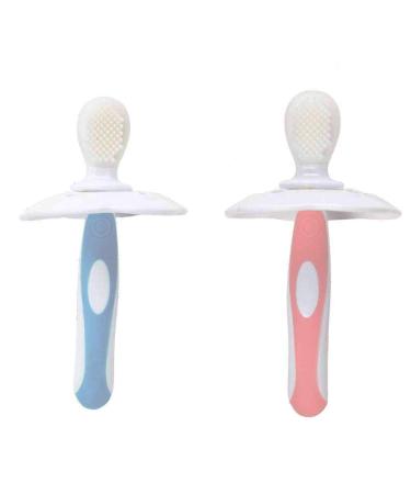 CherryCsy Baby Toothbrush Double Sided Infant Training Silicone Toothbrush  0-4 Years  Soft Bristles  BPA Free (2 pcs)