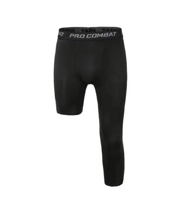 Jonscart Men's 3/4 One Leg Compression Capri Tights Pants Athletic Base Layer Underwear Black-l Large