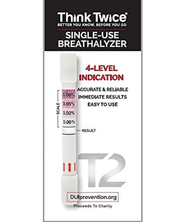Think Twice Single-Use Breathalyzer - 10 Count - Disposable Alcohol Test 0.00% - 0.08% BAC - Buy Online on GoSupps.com