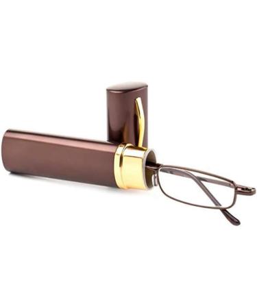 Buy Metal Frame Portable Spring Hinge Reading Glasses Brown +3.5 | International Shipping Available - Buy Online on GoSupps.com
