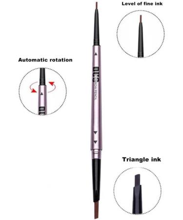 FFICUMON Eyeliner Eyebrow Liner Doublehead Rotating Ultrafine 3D Eyebrow Pencil Portable Waterproof Long Lasting Eyebrow Pen Korean Cosmetics Black Felt EyelinerCoffee - Buy Online on GoSupps.com