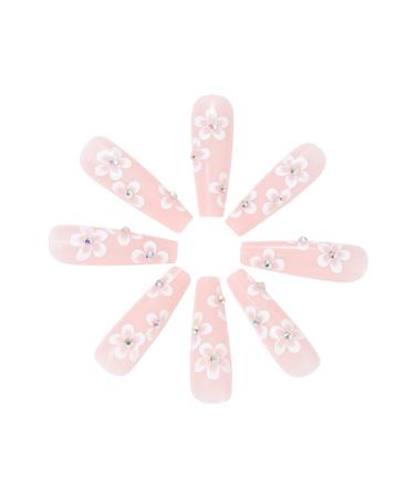 Brishow Coffin Artificial Nails - 24 Pcs French Press-On Nails for Women & Girls | Ballerina Acrylic Design - Buy Online on GoSupps.com