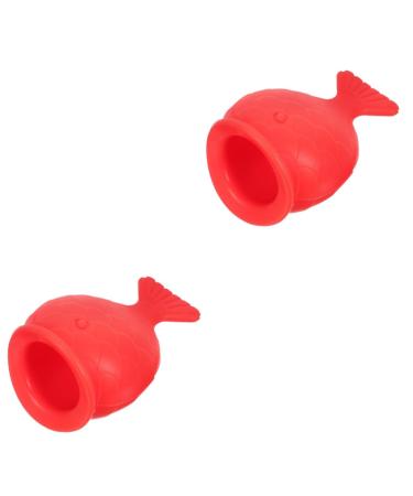 AUTSUPPL 2pcs Silicone Fish Lip Filler (red) Lip Plumper Treatment Brightening Lip Plumping Device
