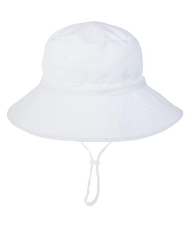 XYIYI Kids Bucket Hat Adjustable Sun Hats Breathable Beach Hat for Boys Girls 6-24 Months White